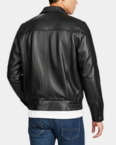 Mens Bomber Leather Jacket Classic Style Jim Nova Black